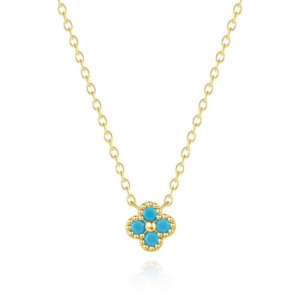 Sterling Silver Turquoise Crystal Petal Patter Pendant