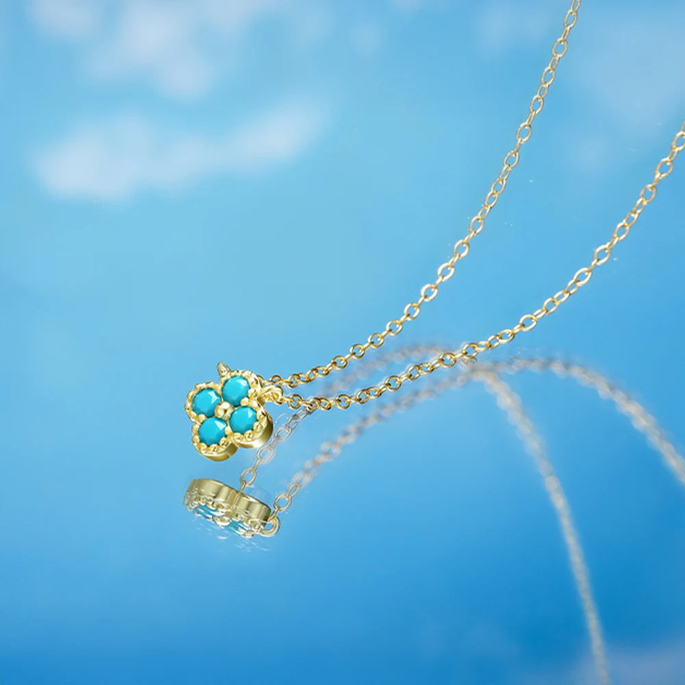 Sterling Silver Turquoise Crystal Petal Patter Pendant