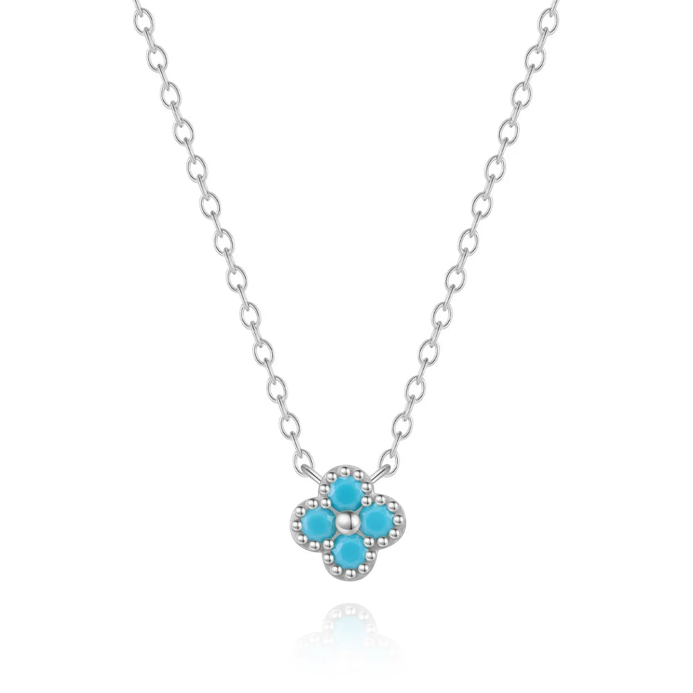 Sterling Silver Turquoise Crystal Petal Patter Pendant