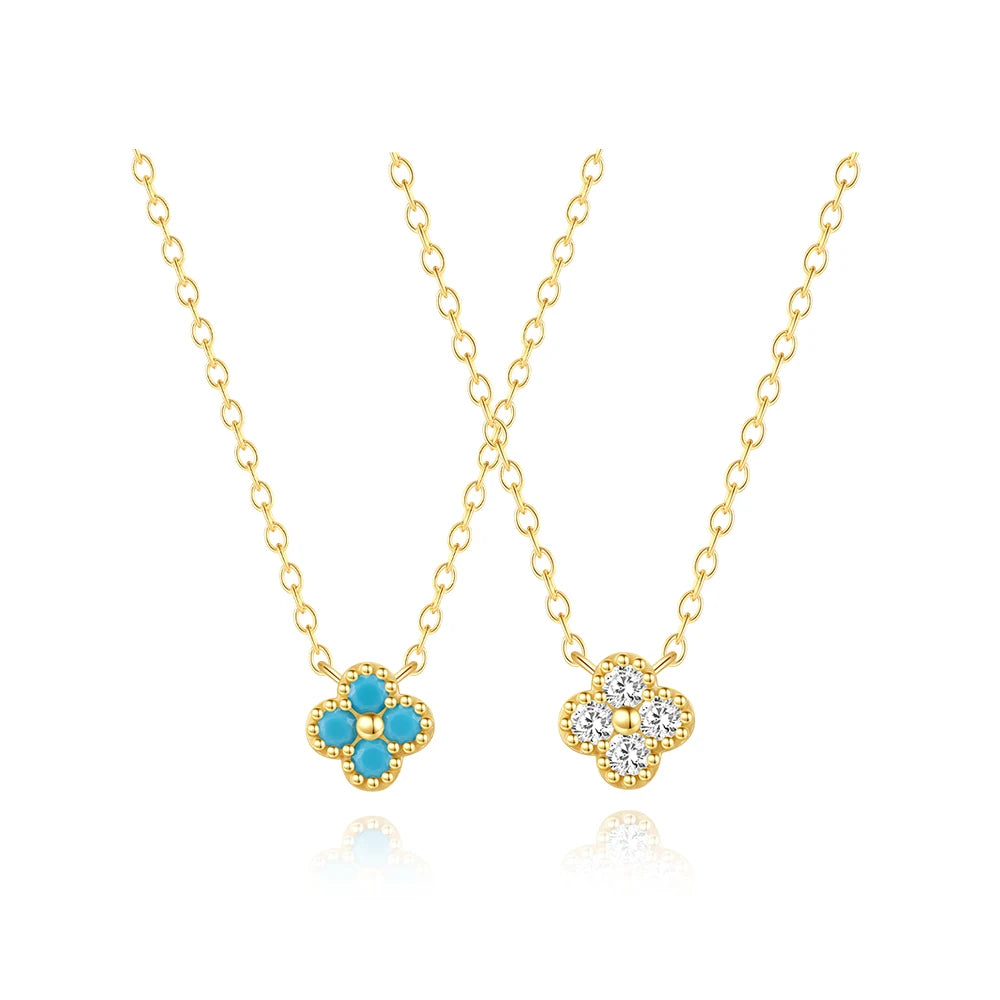 Sterling Silver Turquoise Crystal Petal Patter Pendant