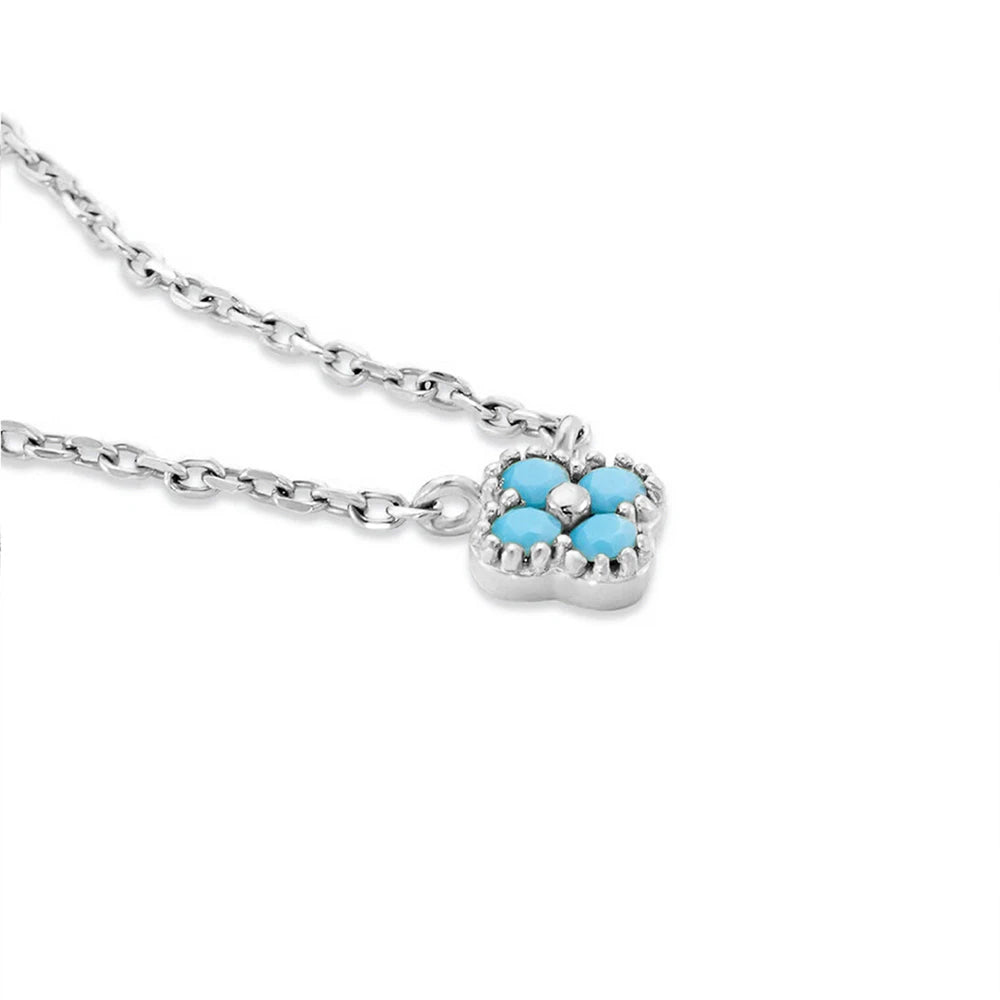 Sterling Silver Turquoise Crystal Petal Patter Pendant