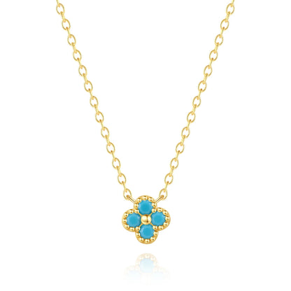 Sterling Silver Turquoise Crystal Petal Patter Pendant