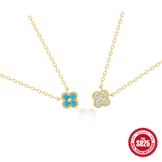 Sterling Silver Turquoise Crystal Petal Patter Pendant