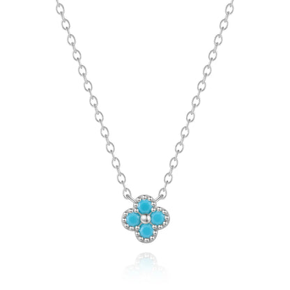 Sterling Silver Turquoise Crystal Petal Patter Pendant
