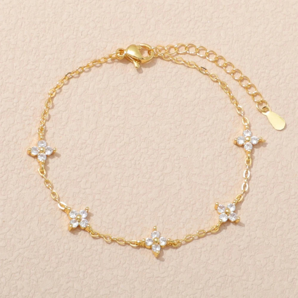 925 Sterling Silver Shiny Zircon Flower