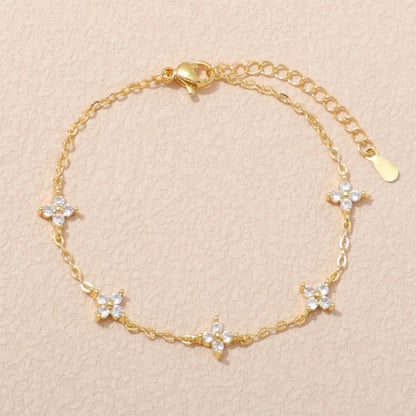 925 Sterling Silver Shiny Zircon Flower